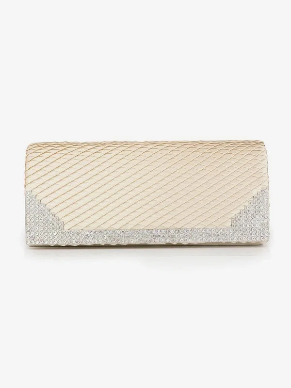 White Silk Ceremony&Party Crystal/ Rhinestone Handbags #UKM03160076