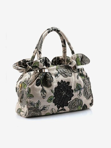 Black Linen Casual & Shopping Flower Handbags #UKM03160192