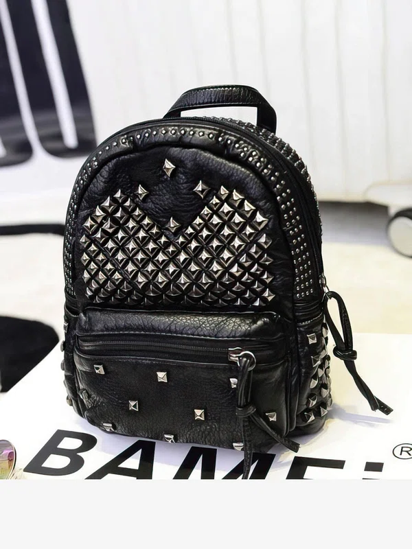Black PU Casual & Shopping Rivet Handbags #UKM03160139