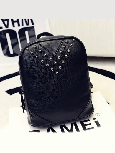 Black PU Casual & Shopping Rivet Handbags #UKM03160141