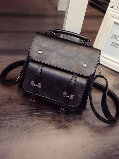 Black PU Casual & Shopping Metal Handbags #UKM03160143