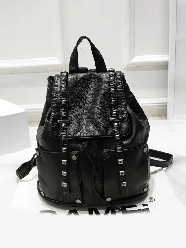 Black PU Casual & Shopping Rivet Handbags #UKM03160144