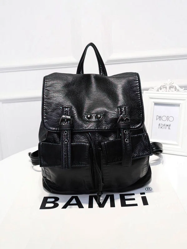 Black PU Casual & Shopping Metal Handbags #UKM03160145