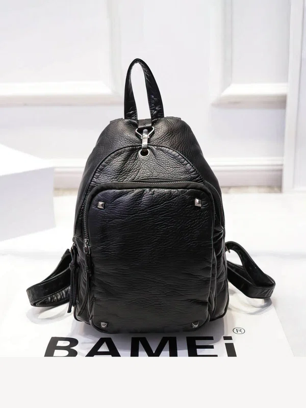 Black PU Casual & Shopping Rivet Handbags #UKM03160155
