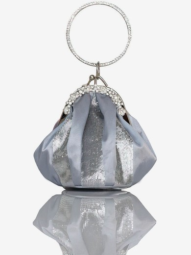Silver Silk Ceremony & Party Crystal/ Rhinestone Handbags #UKM03160217