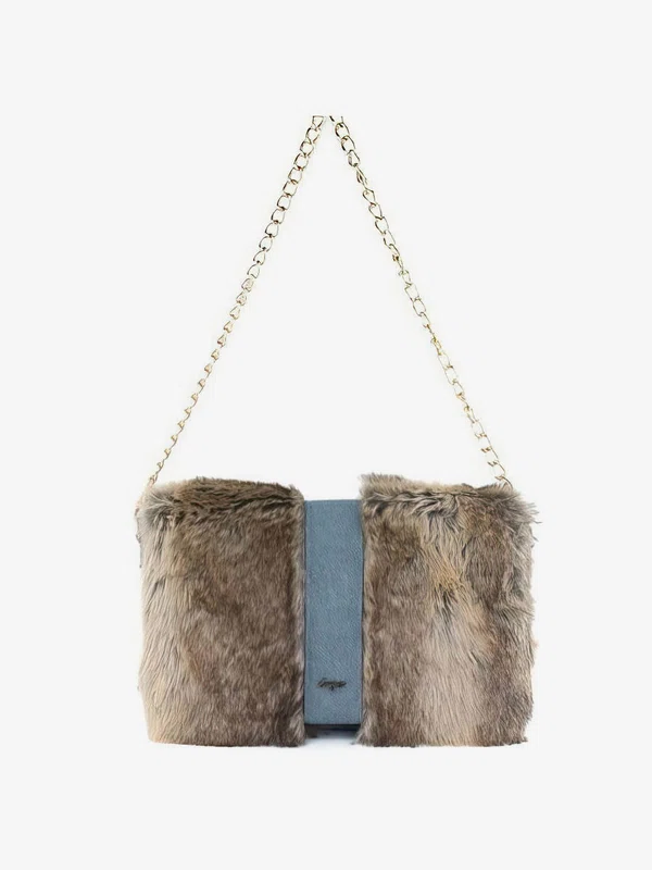 Brown Feather/Fur Wedding Feather/Fur Handbags #UKM03160229
