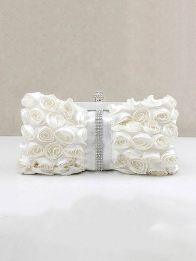 White Silk Wedding Crystal/ Rhinestone Handbags #UKM03160241