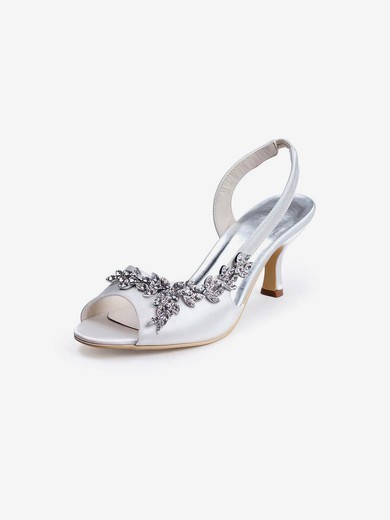 Women's Satin with Crystal Cone Heel Sandals Pumps #UKM03030011
