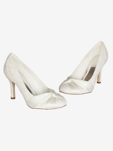 Women's Satin with Ruched Stiletto Heel Pumps Closed Toe #UKM03030046