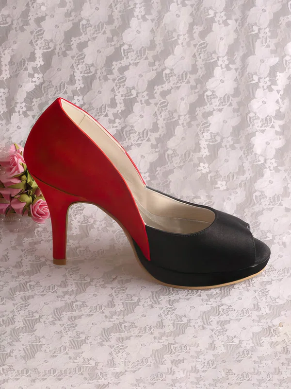 Women's Satin   Stiletto Heel Pumps Peep Toe Platform #UKM03030065