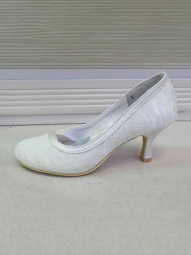 Women's Lace with Ruffles Kitten Heel Pumps Closed Toe #UKM03030089