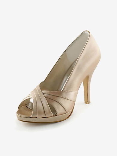 Women's Satin with Hollow-out Stiletto Heel Pumps Peep Toe #UKM03030104
