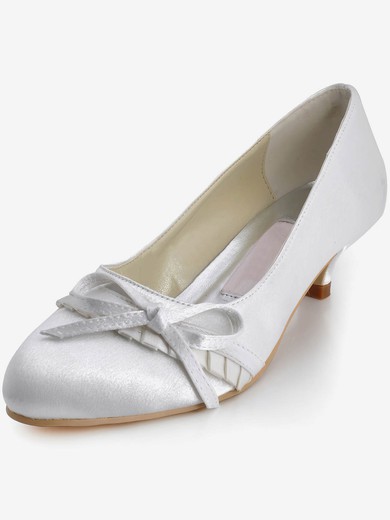 Women's Satin with Bowknot Low Heel Closed Toe #UKM03030109