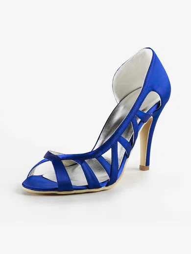 Women's Satin with Ribbon Tie Stiletto Heel Sandals Peep Toe #UKM03030168