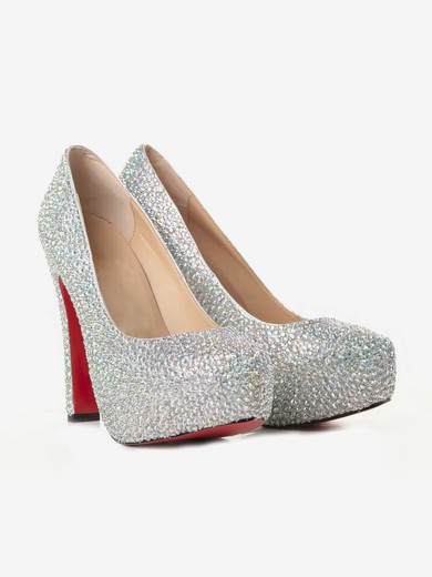 Women's Multi-color Suede Pumps/Closed Toe/Platform with Crystal #UKM03030193