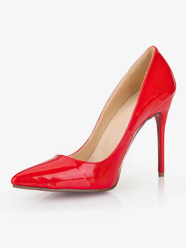 Women's Red Patent Leather Pumps/Closed Toe #UKM03030249