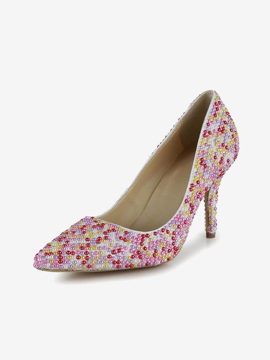 Women's Multi-color Patent Leather Closed Toe/Pumps with Imitation Pearl #UKM03030257