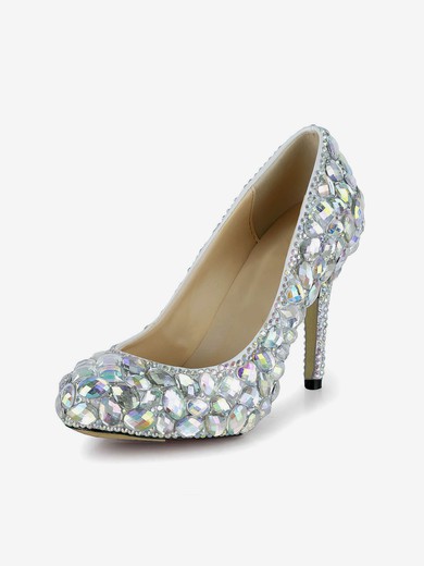 Women's Multi-color Patent Leather Pumps/Closed Toe with Crystal/Crystal Heel #UKM03030260