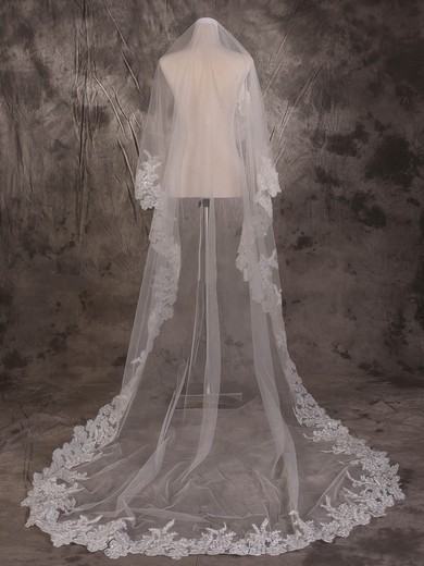 One-tier Ivory Cathedral Bridal Veils with Sequin #UKM03010066