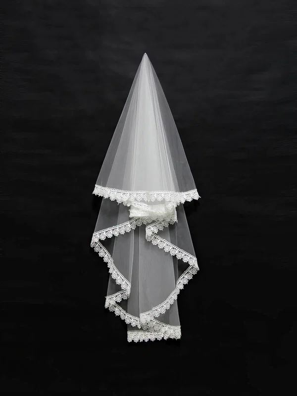 Two-tier Ivory Shoulder Veils with Applique #UKM03010095
