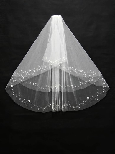 Two-tier White/Ivory Elbow Bridal Veils with Beading/Sequin #UKM03010105