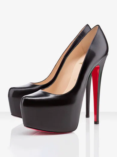 Women's Black Real Leather Pumps #UKM03030286