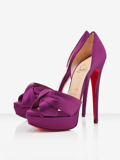 Women's Purple Satin Pumps with Ruched #UKM03030295