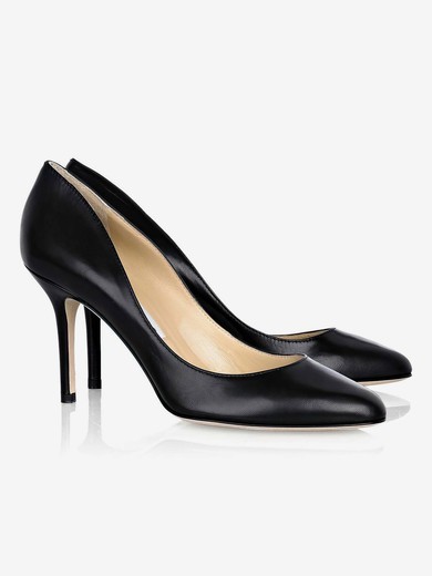 Women's Black Real Leather Pumps #UKM03030309