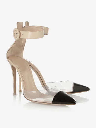 Women's Champagne Real Leather Pumps with Buckle #UKM03030316