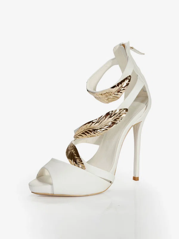Women's White Real Leather Pumps with Zipper #UKM03030389