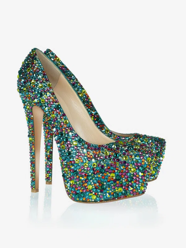 Women's  Real Leather Platform with Crystal/Crystal Heel #UKM03030400