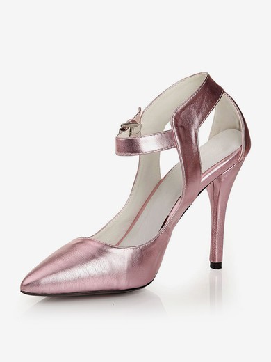 Women's Pink Real Leather Pumps with Buckle #UKM03030445