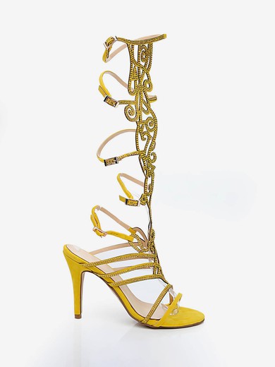 Women's Yellow Velvet Sandals with Buckle #UKM03030466
