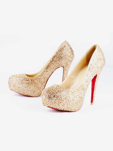 Women's  Sparkling Glitter Pumps with Crystal/Crystal Heel #UKM03030516