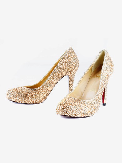 Women's  Real Leather Pumps with Crystal/Crystal Heel #UKM03030517