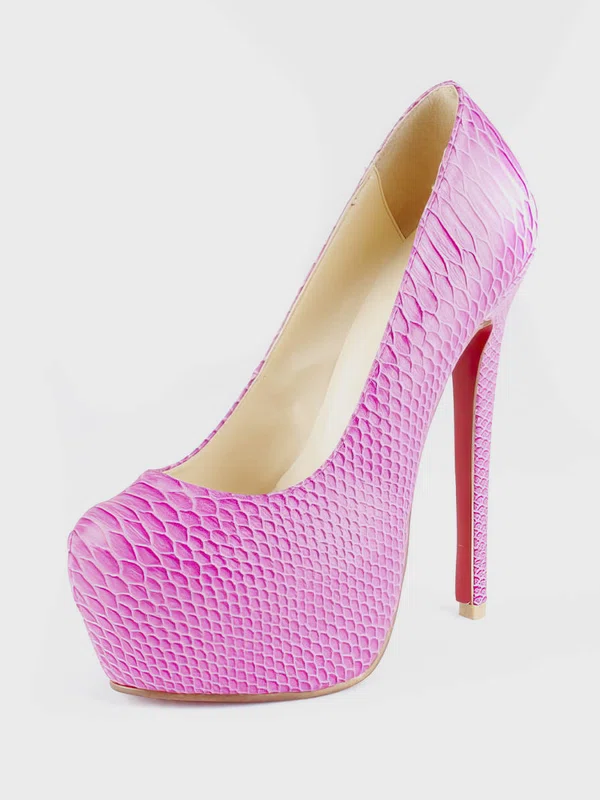 Women's Pink Patent Leather Pumps with Others #UKM03030532