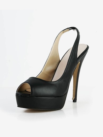 Women's Black Real Leather Pumps #UKM03030586