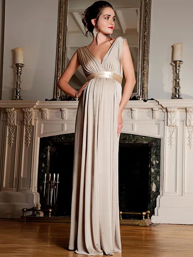 Affordable V-neck Chiffon with Sashes/Ribbons Empire Bridesmaid Dresses #UKM01012638