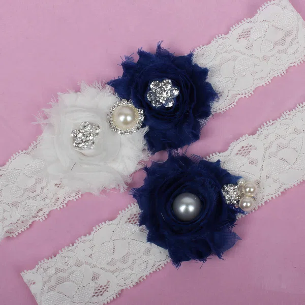 Lace Garters with Imitation Pearls/Flower/Crystal #UKM03090025