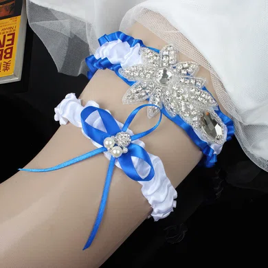 Satin Garters with Rhinestone/Bowknot/Imitation Pearls #UKM03090029