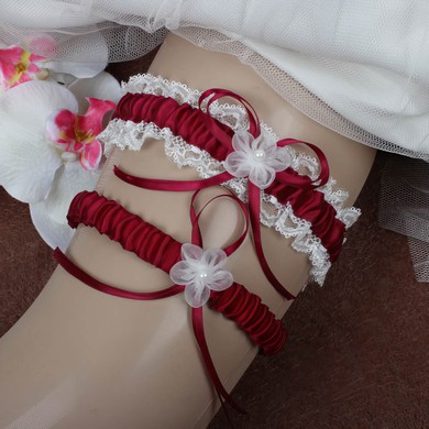 Polyester Garters with Lace/Bowknot/Imitation Pearls/Flower #UKM03090044