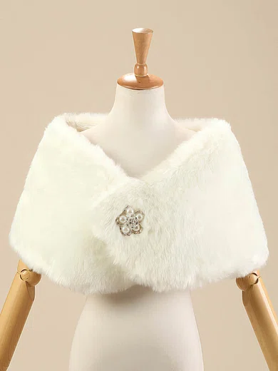 Faux Fur Sleeveless Shawl with Beading #UKM03040009