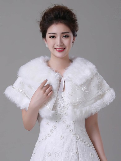 Faux Fur Sleeveless Wrap with Lace/Bow #UKM03040024