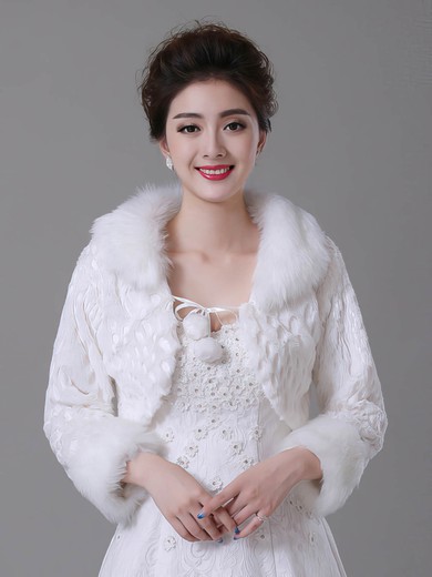 Faux Fur 3/4-Length Sleeve Wrap with Lace #UKM03040027