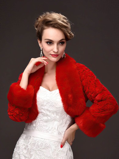 Faux Fur Long Sleeve Wrap with Flower #UKM03040043