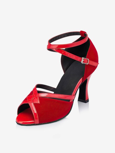Women's Red Velvet Kitten Heel Sandals #UKM03030652