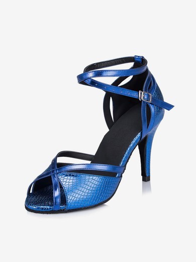 Women's Blue Leatherette Stiletto Heel Pumps #UKM03030658