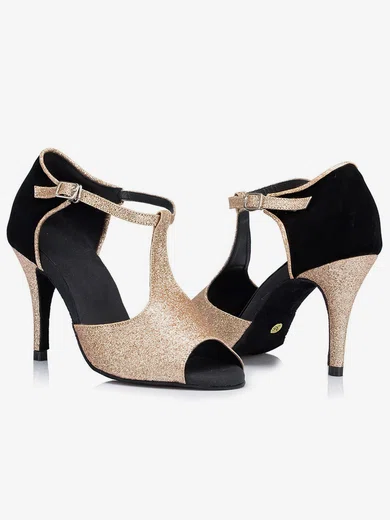 Women's Gold Sparkling Glitter Stiletto Heel Pumps #UKM03030660
