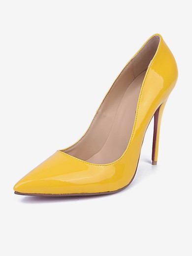 Women's Yellow Patent Leather Stiletto Heel Pumps #UKM03030668