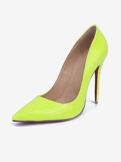 Women's Grass Green Patent Leather Stiletto Heel Pumps #UKM03030669